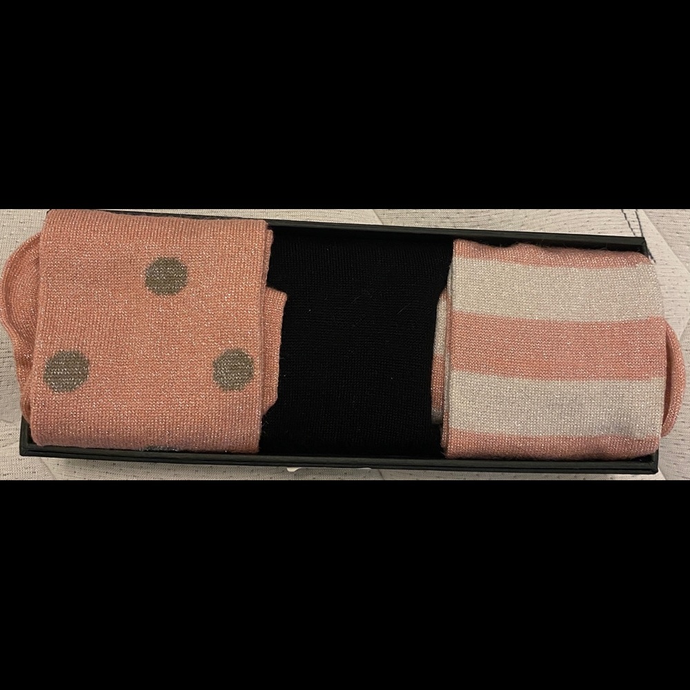 Gift box set of 3 NEW glittery tall knee socks by Peach. Great gift!!